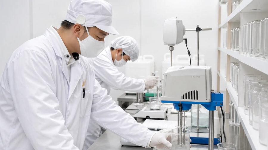 化粧品原料の計量と製造準備工程