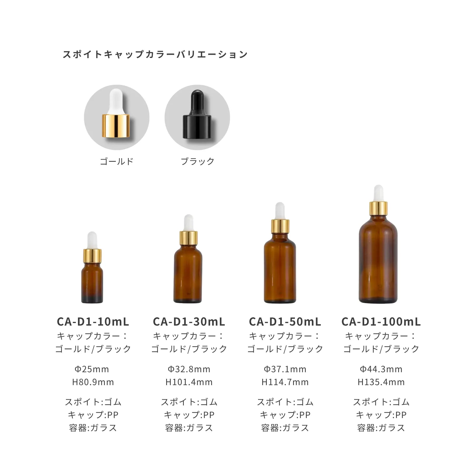 アンバー スポイト 容器バリエーション