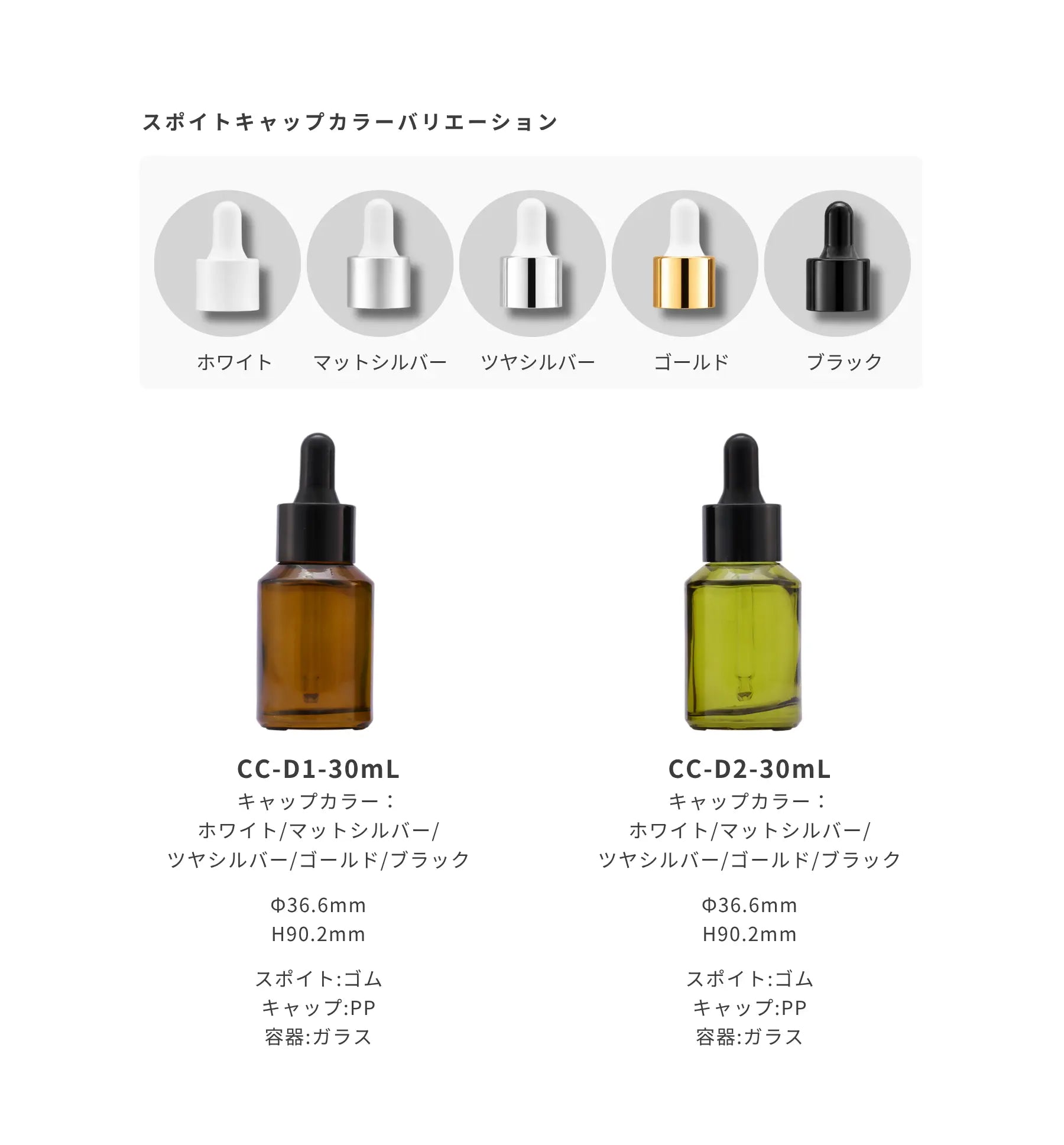 カラー スポイト 容器バリエーション