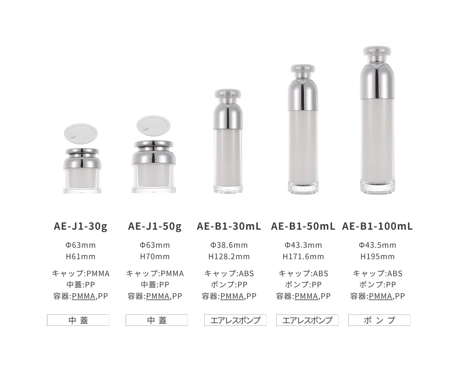 ダブルレイヤー アクリル 容器バリエーション