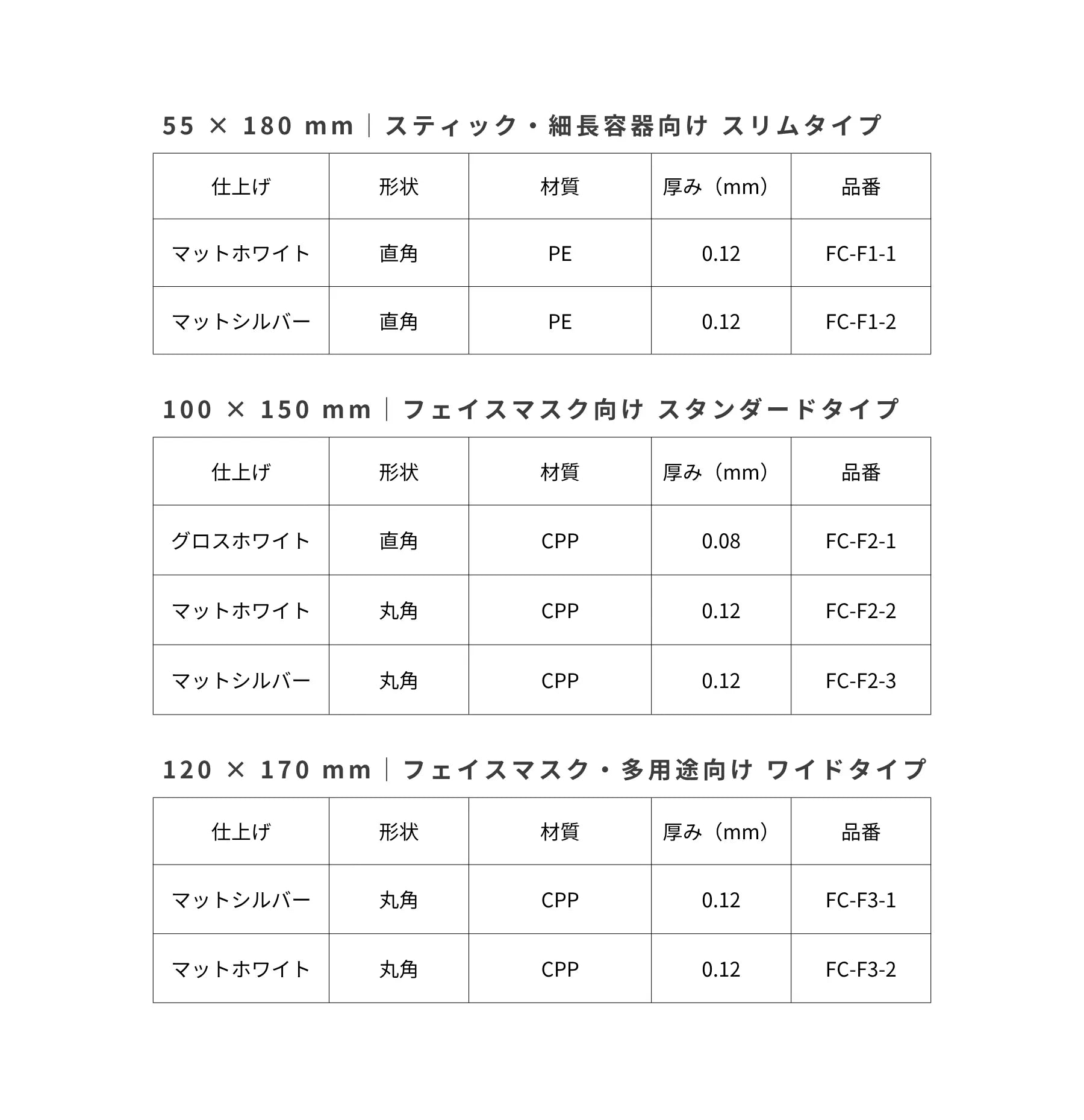 マスク パウチ 容器バリエーション